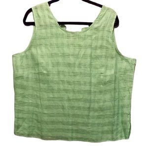 Sag Harbor Bright Green Linen Tank Top Size 1X